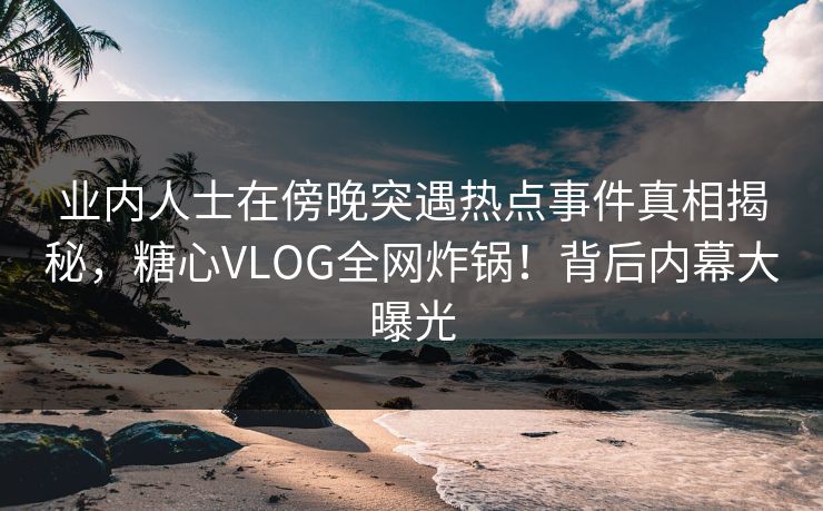 业内人士在傍晚突遇热点事件真相揭秘,糖心VLOG全网炸锅!背后内幕大曝光 业内人士在傍晚突遇热点事件真相揭秘,糖心VLOG全网炸锅!背后内幕大曝光