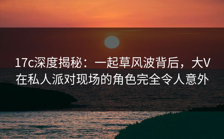 17c深度揭秘：一起草风波背后，大V在私人派对现场的角色完全令人意外