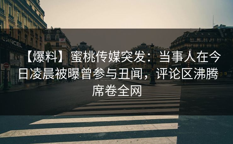 【爆料】蜜桃传媒突发：当事人在今日凌晨被曝曾参与丑闻，评论区沸腾席卷全网