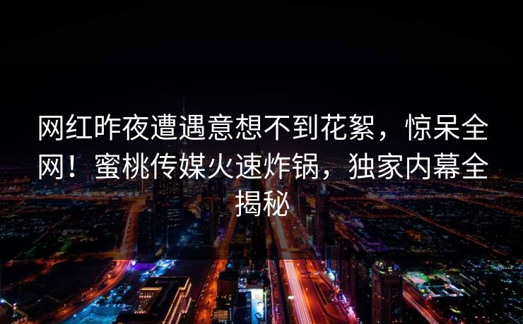 网红昨夜遭遇意想不到花絮，惊呆全网！蜜桃传媒火速炸锅，独家内幕全揭秘  第1张